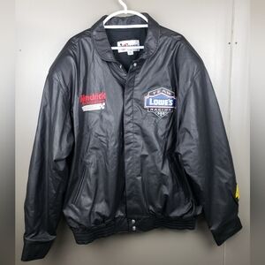 VTG NASCAR Jimmie Johnson Black Leather Team Lowe's Hendrick 48 Jacket 4XL Spots